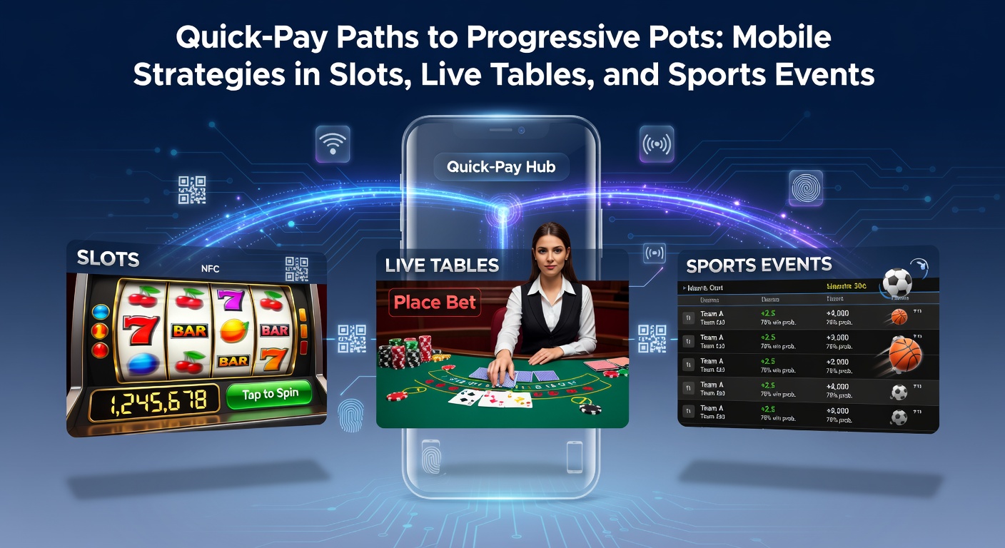 Mobile Smartphone mit Slotspiel und progressivem Jackpot-Anzeiger, umgeben von Icons für schnelle Zahlungsmethoden wie Apple Pay und PayPal